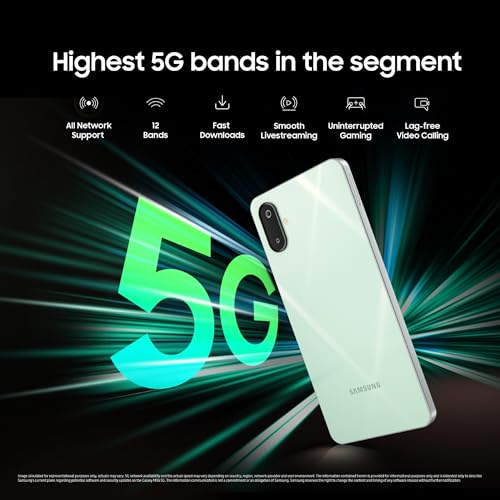 Samsung Galaxy M06 5G (Sage Green, 6GB RAM, 128 GB Storage) | MediaTek Dimensity 6300 | AnTuTu Score 422K+ | 12 5G Bands| 25W Fast Charging | 4 Gen. of OS Upgrades | Without Charger 3