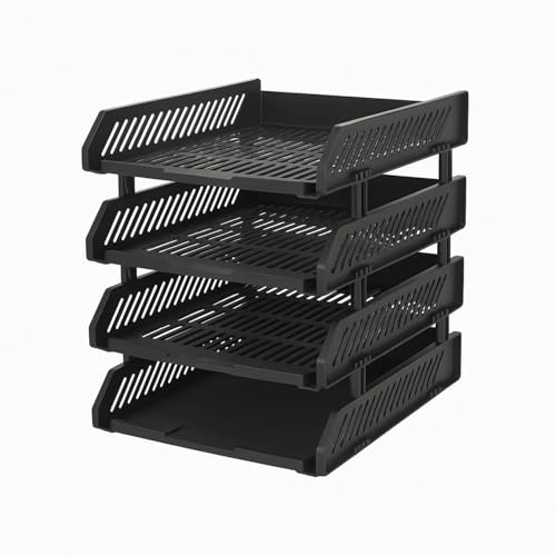 Oblivion Multifunctional Tiered Shelf Freestanding File Rack With Drawers-4-Layer Desktop Storage Organizer For Office Supplies,Adjustable For A4/Letter Size,Sturdy & Space-Saving For Home Or Office 1