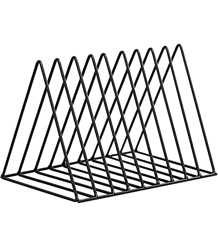 Zepdos Triangle Newspaper and Magazine Stand, Newspaper Rack, File Racks, Holder Desktop Iron Book Rack, Document Storage Rack for Table Office, Tabletop Desk File Organizer (Pack of 2) 6