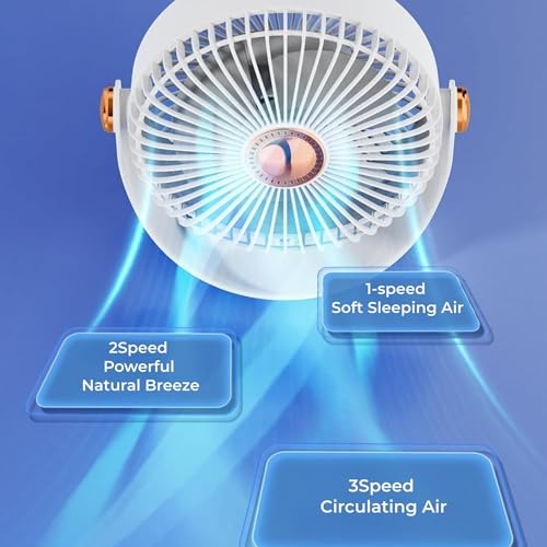 Akari Ak-6" Rechargeable Table Fan USB TYPE C Desktop Air Circulation Fan Desktop Mini Fan Three-speed Adjustable Office Home Fan Table Fans (VAAYU-WHITE) 4