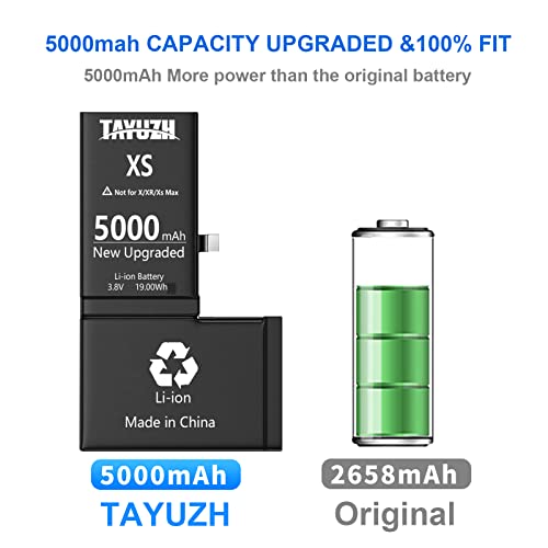 TAYUZH [5000mAh] Battery for iPhone Xs, High Capacity Battery Replacement for iPhone Xs Model A1920, A2097, A2098, A210 New 0 Cycle Spare Battery with Repair Tools and Manual 3