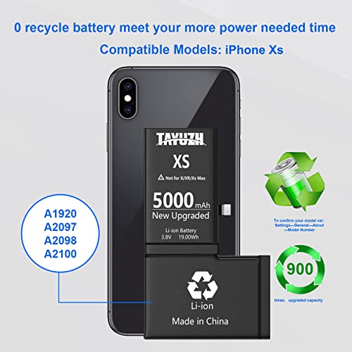 TAYUZH [5000mAh] Battery for iPhone Xs, High Capacity Battery Replacement for iPhone Xs Model A1920, A2097, A2098, A210 New 0 Cycle Spare Battery with Repair Tools and Manual 2