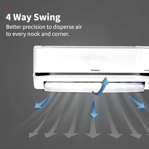 Hitachi 2 Ton Class 5 Star, 4-Way Swing, ice Clean, Xpandable+, Inverter Split AC (100% Copper, Dust Filter, 5500STXL RAS.V522PCBISH1, White) 4