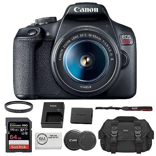 Canon EOS Rebel T7 DSLR Camera with 18-55mm Lens Bundled with 64GB Memory Card + Camera Bag + 58mm UV Filter + Microfiber Cleaning Cloth (5 Items) 1