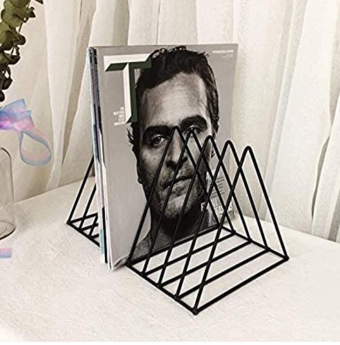 Zepdos Triangle Newspaper and Magazine Stand, Newspaper Rack, File Racks, Holder Desktop Iron Book Rack, Document Storage Rack for Table Office, Tabletop Desk File Organizer (Pack of 2) 5