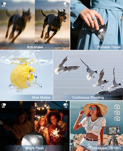 5K Digital Camera for Photography, 64MP Touchscreen WiFi Camera with Autofocus 6X Optical & 16X Digital Zoom, Dual-Lens Vlogging Camera for YouTube Video Anti-Shake, Travel Compact Camera with Flash 6