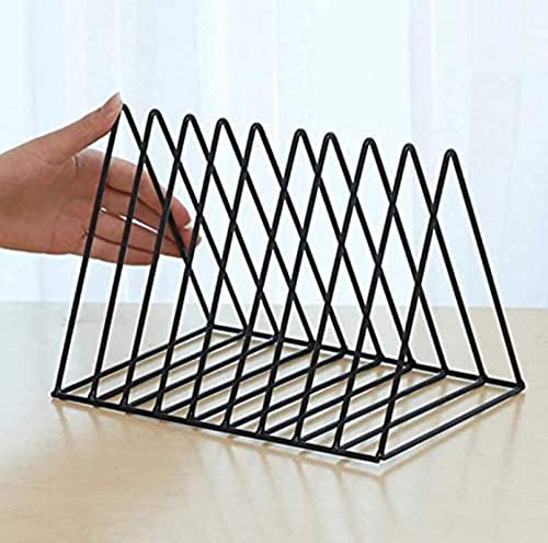 Zepdos Triangle Newspaper and Magazine Stand, Newspaper Rack, File Racks, Holder Desktop Iron Book Rack, Document Storage Rack for Table Office, Tabletop Desk File Organizer (Pack of 2) 3