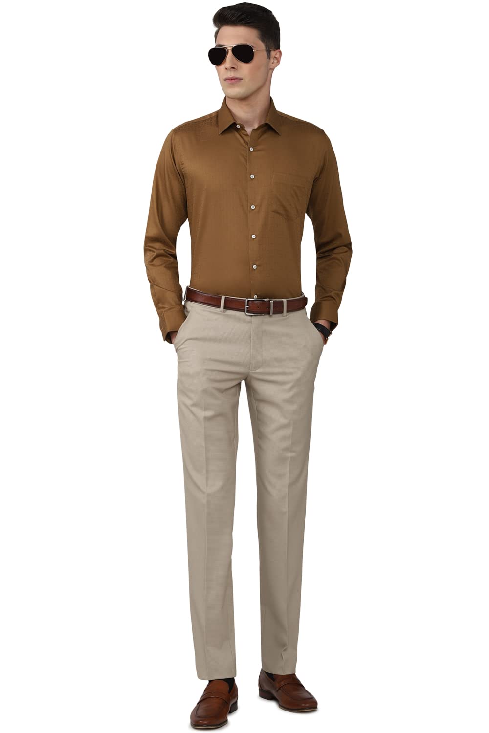 Van Heusen Men's Slim Formal Trousers (VHTFFSLB304261_Nude_38) 5