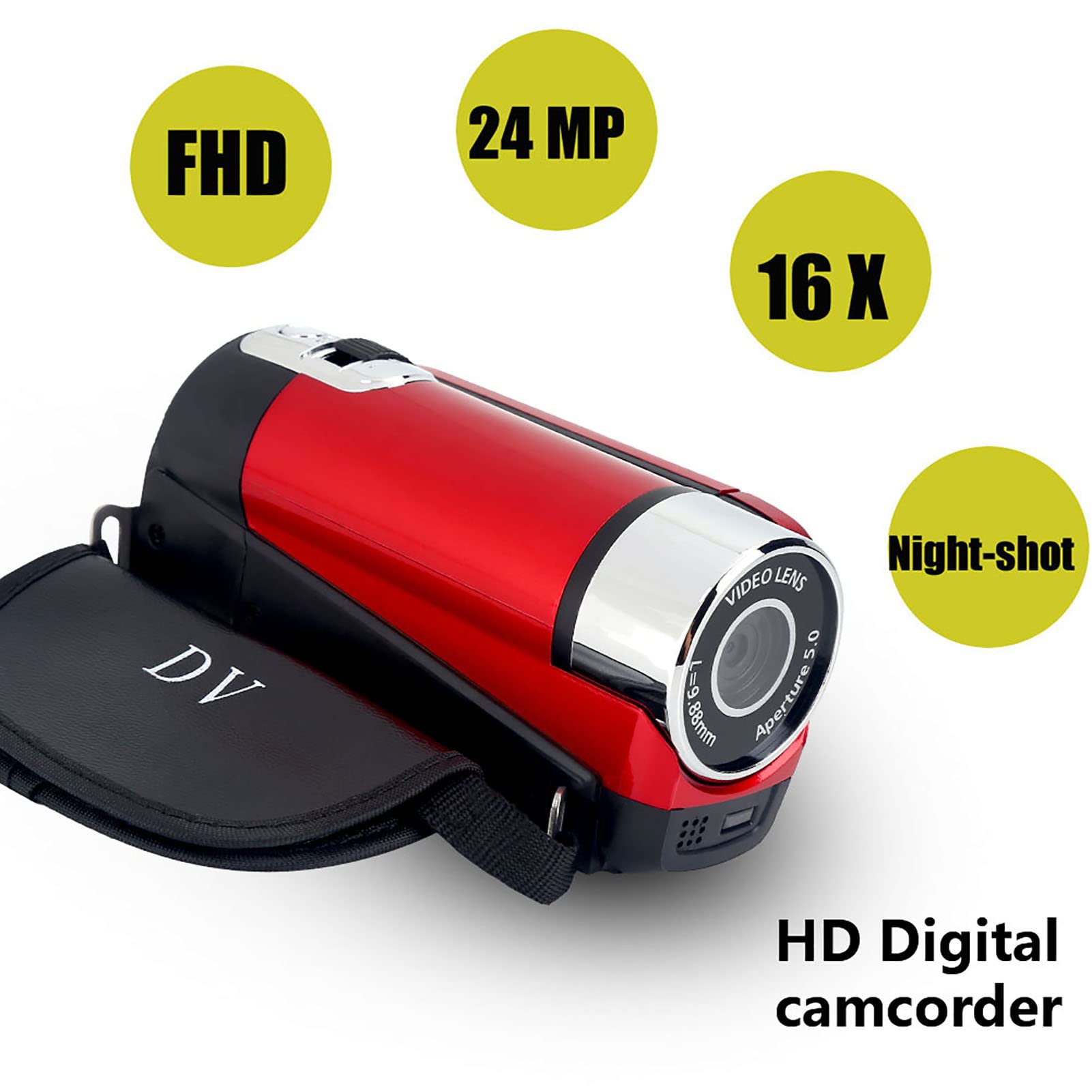 Digital Camcorder, Full HD 270° Rotation 1080P 16X High Definition Video DV Camera Professional Shooting Video Camera for Home Party Outdoor Picnic Camping(red, U.S. regulations) 4