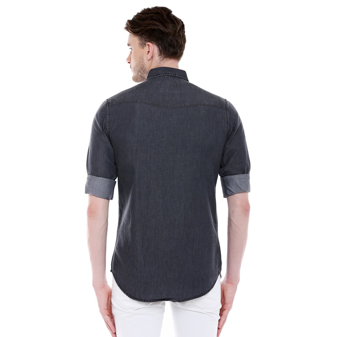 Dennis Lingo Men's Denim Grey Slim Fit Casual Shirt (C501_Grey_XL) 2