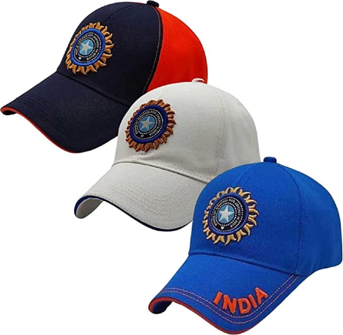India Cricket Cap Original Quality Head Caps for Men Unisex Mens Cap Adjustable Buckle Caps Men women for All Sports Cricket Cap (blue white+mix color) 1