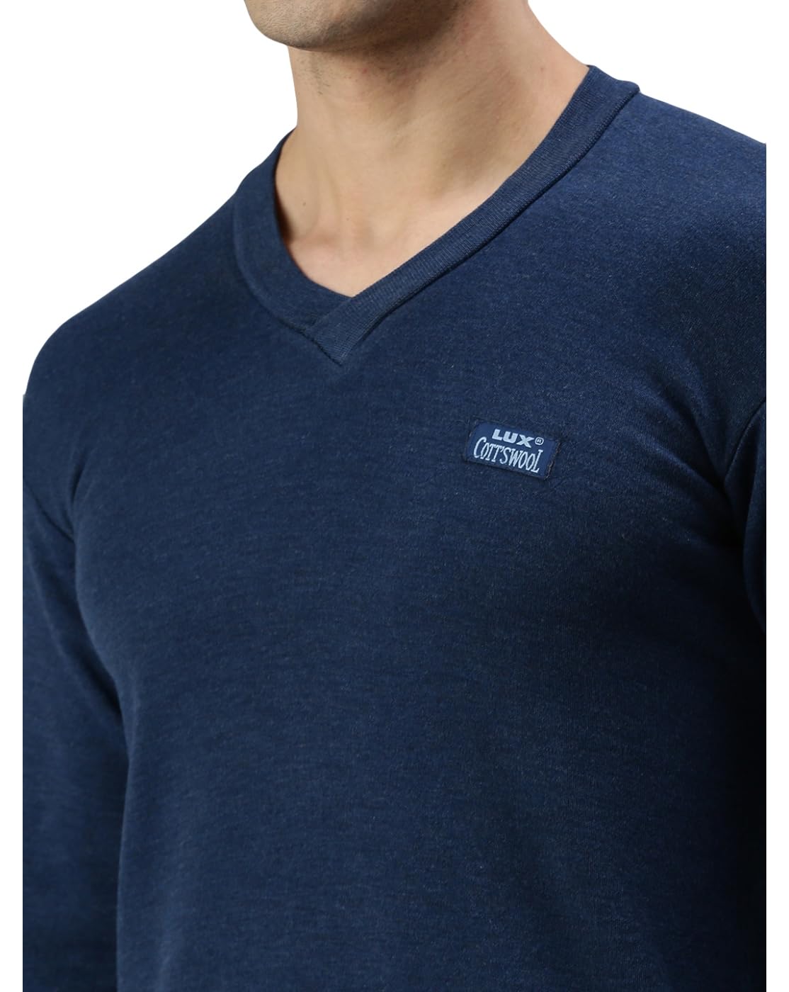 Lux Cottswool Men's Cotton Thermal Set (COTT_Blue_FS_Vneck_TRO_Set_L-90) 2