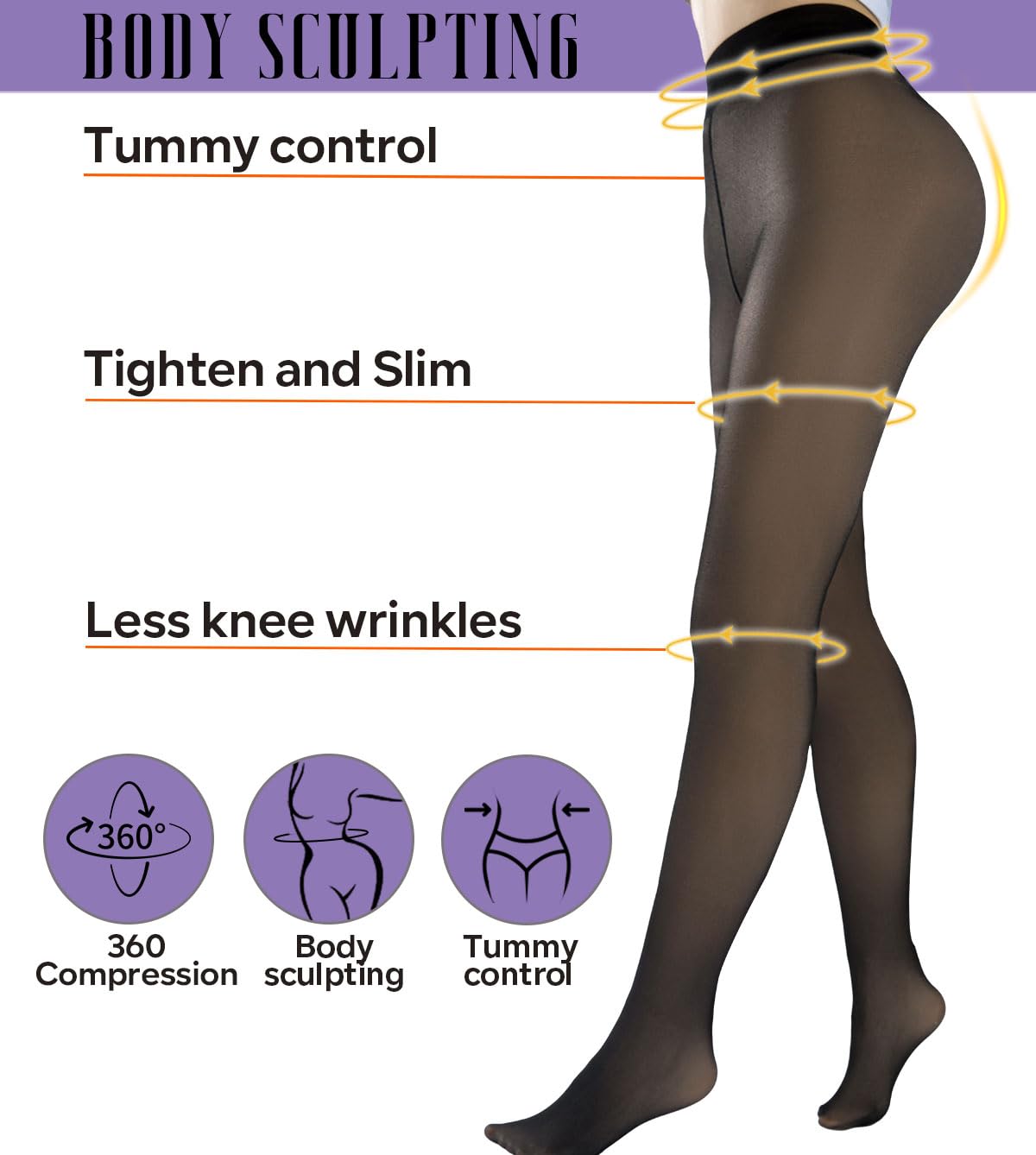 JS LifeStyle Fleece Lined Tights Leggings for Women, One Lined Black Tights Stockings for Women, Sheer Tights for Women 3