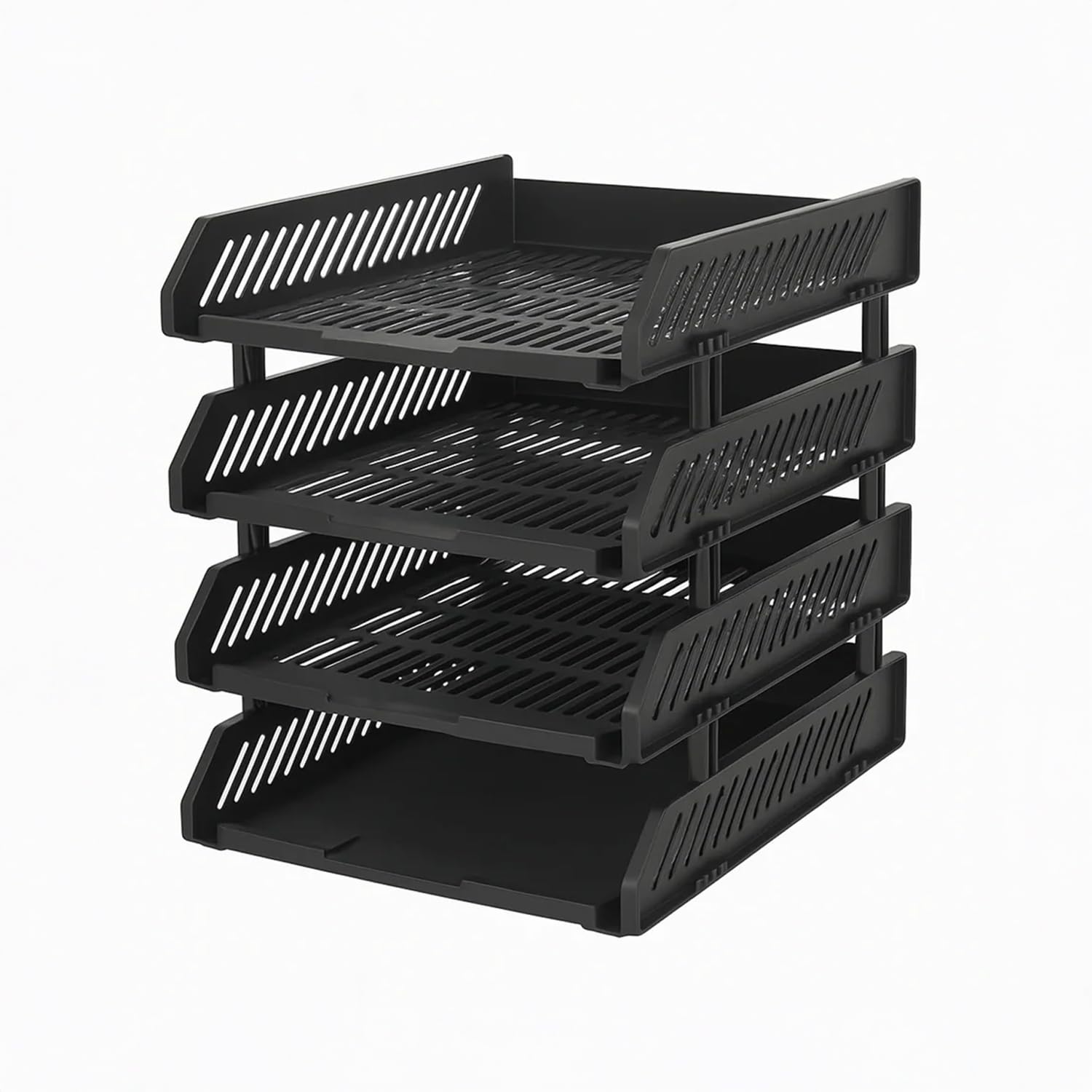 Oblivion Multifunctional Tiered Shelf Freestanding File Rack With Drawers-4-Layer Desktop Storage Organizer For Office Supplies,Adjustable For A4/Letter Size,Sturdy & Space-Saving For Home Or Office 2