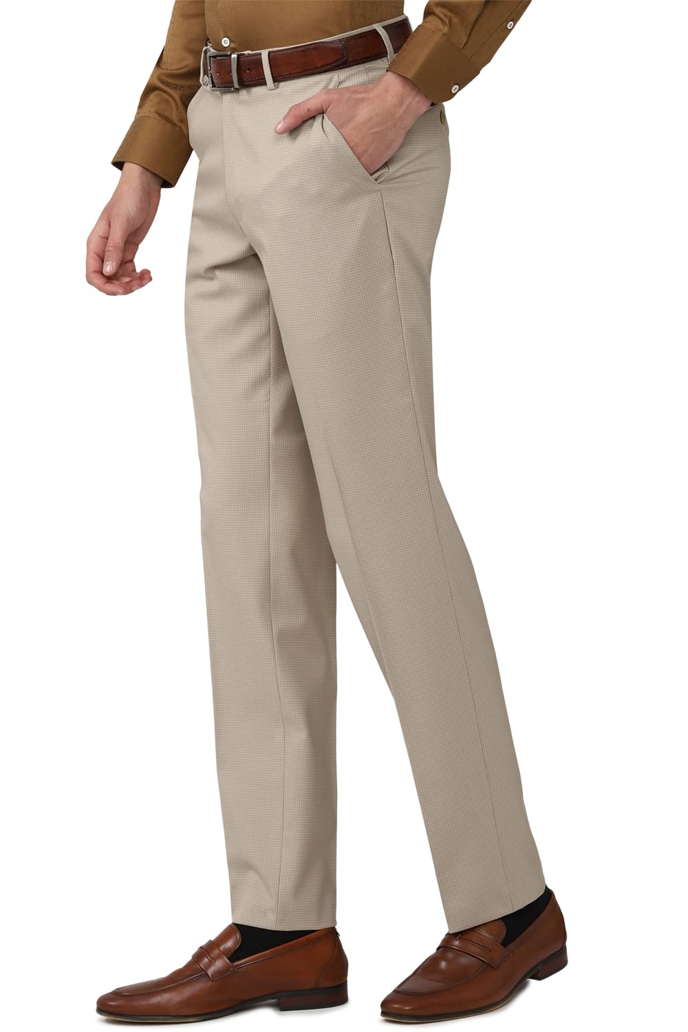 Van Heusen Men's Slim Formal Trousers (VHTFFSLB304261_Nude_38) 2