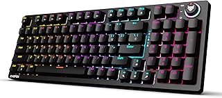 EvoFox Katana X2 FS Mechanical Gaming Keyboard | 3‑Pin Replaceable Clicky Blue Switches, Dynamic Backlighting, All Keys Anti‑Ghosting, Volume Knob, Copilot, Xbox Gamebar, Screenshot & More (Black) 1