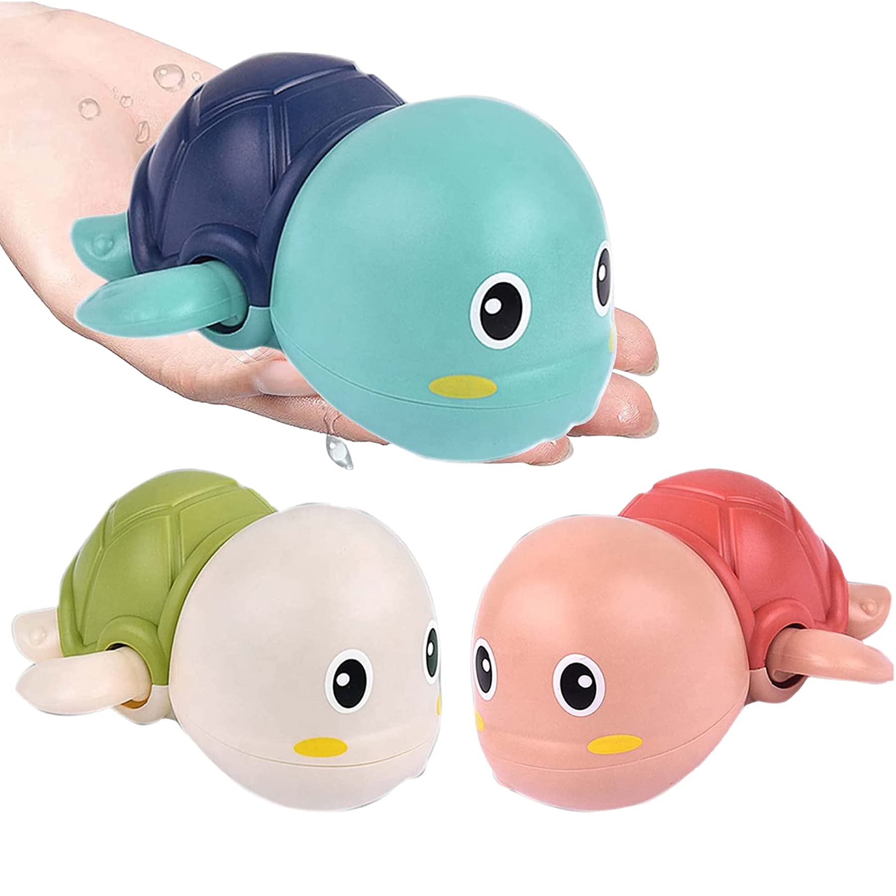 WISHKEY Pack of 2 Swimming Turtle Bath Toy for Babies, Floating Toys for Kids Tub, Cute Bathing Toys for Toddlers, Bathtub Toys for Baby Boys & Girls, Bathing Toys for Baby for 0-3 Years (Multicolor) 1