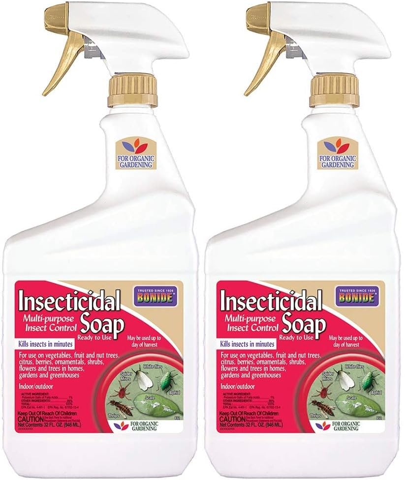 Bonide Insecticidal Soap, 32 oz Ready-to-Use Spray Multi-Purpose Insect Control for Organic Gardening Indoor and Outdoor- Pack of 2 1