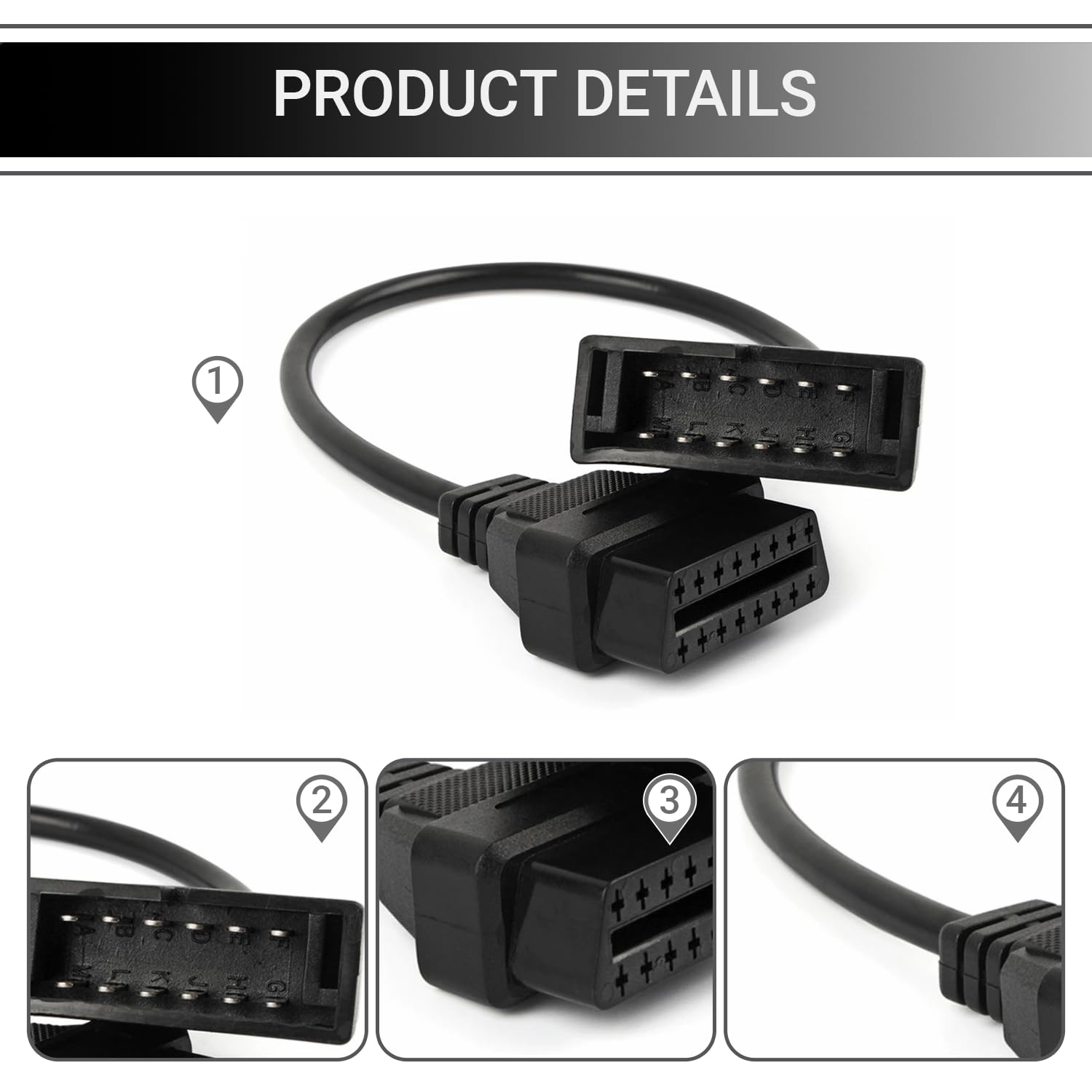 YYTQP OBD1 Scanner Connector, OBD1 to OBD2 Adapter, Scanning Diagnostic Extension Tool Cable Connector, Compatible with 12 Pin Adapter 4