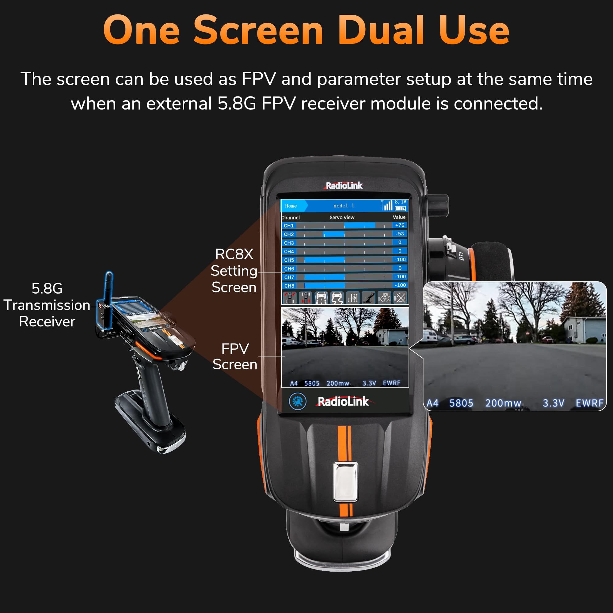 ATA HOBBY Radiolink RC8X 8CH 2.4G RC Transmitter with Newest 2*R8FG V2.1&2*R4FGM V2.1 Gyro Receivers, 600m Long Range, 200 Models for RC Crawler Drifting Cars Boats.. 4
