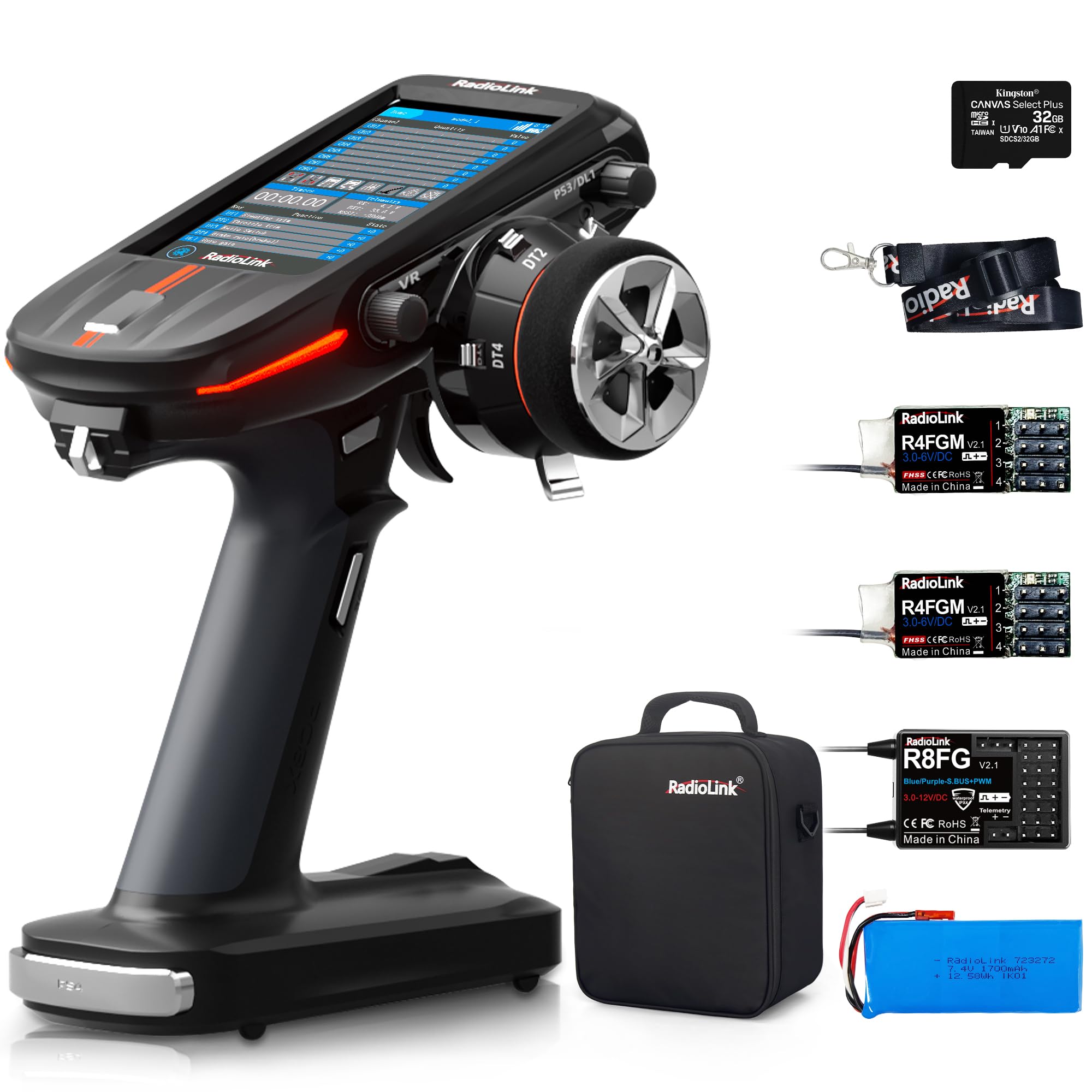 ATA HOBBY Radiolink RC8X 8CH RC Transmitter and Newest v2.1 R8FG&2pcs R4FGM v2.1Gyro Receivers, 4.3" Full Color IPS Touch Screen, 600m Long Range, 200 Models for RC Crawler Drifting Cars Boats 1