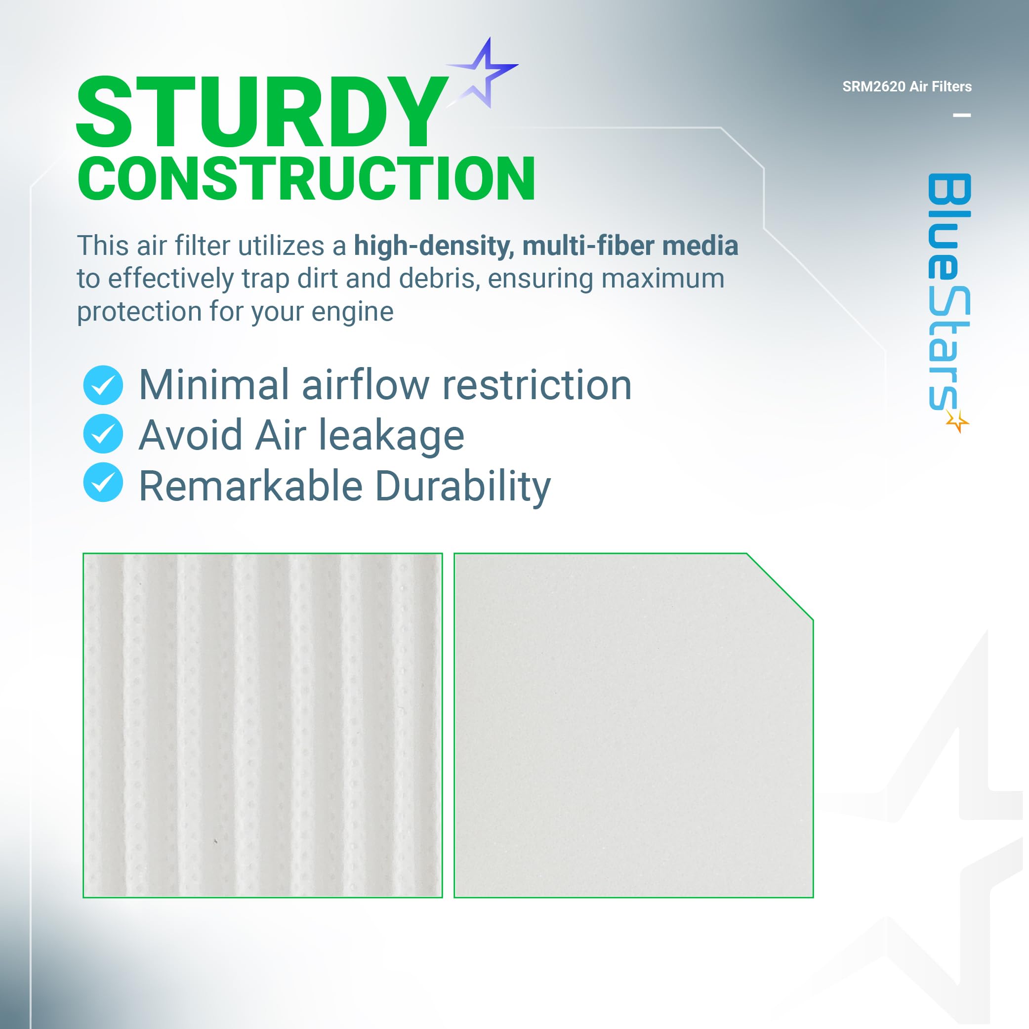 BlueStars SRM-2620 Air Filter - Compatible with Echo BRD-2620 PAS-2620 SRM-3020 A226002030 A226002040 Shindaiwa AH262 T262X LE262 EB262 C302 T302X Trimmer Brushcutter SRM 2620 Fuel Filter Spark Plug 6