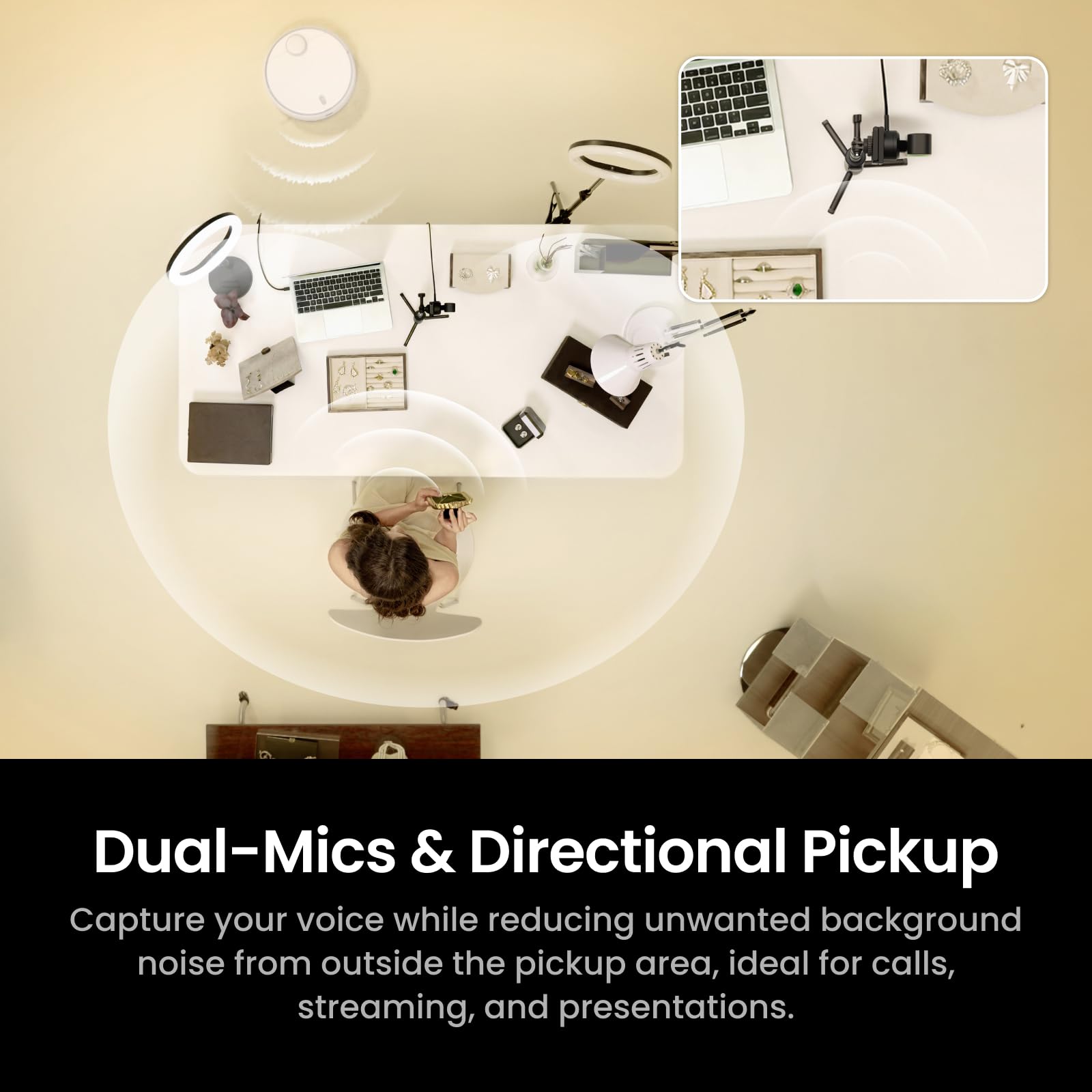 Insta360 Link 2 Pro – 4K PTZ Webcam for PC/Mac, 1/1.3” Sensor, Low-Light, AI Tracking, HDR, Directional Noise-Canceling Mics, Supports Stream Deck, Zoom, Teams, Twitch for Streaming or Meetings 4