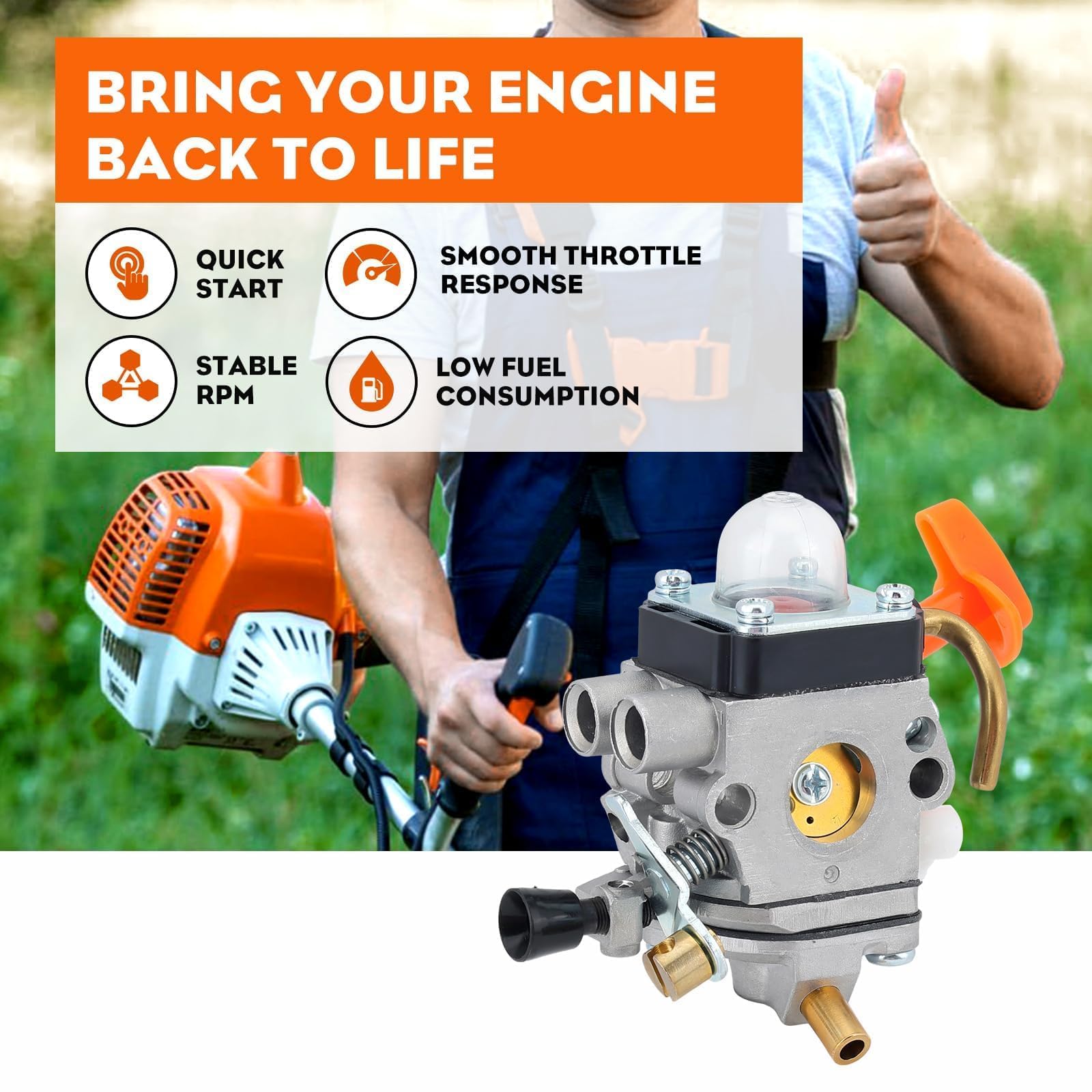 Hipa FS90R Carburetor for STIHL FS90 HT101 FS110R FS90 KM110R FS100RX KM90R FS110 FS 90R HT 101 FS 110 FS 110R FC90 HT131 HL100K HL100 FS100 HT100 FS87 HL90 Trimmer C1Q-S174 5