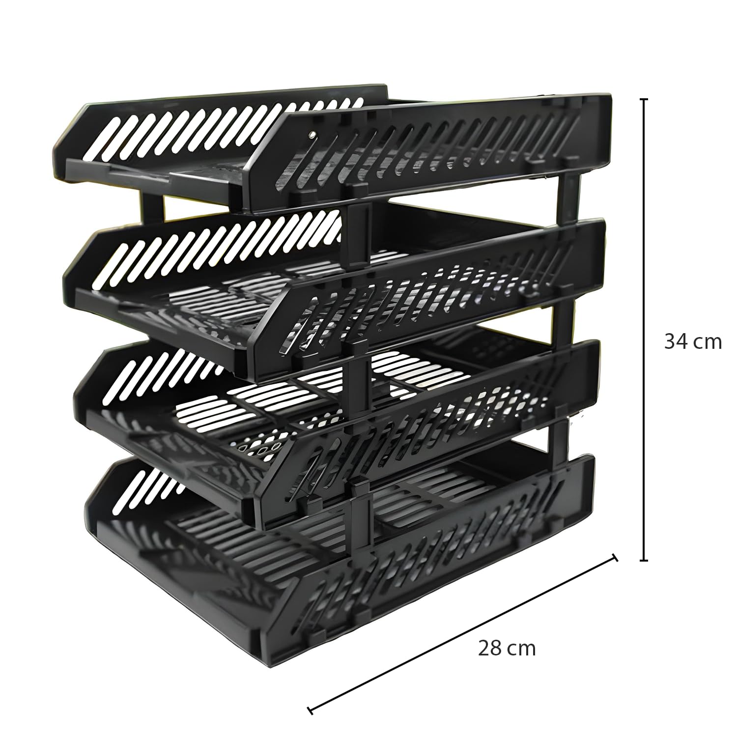 Oblivion Multifunctional Tiered Shelf Freestanding File Rack With Drawers-4-Layer Desktop Storage Organizer For Office Supplies,Adjustable For A4/Letter Size,Sturdy & Space-Saving For Home Or Office 5