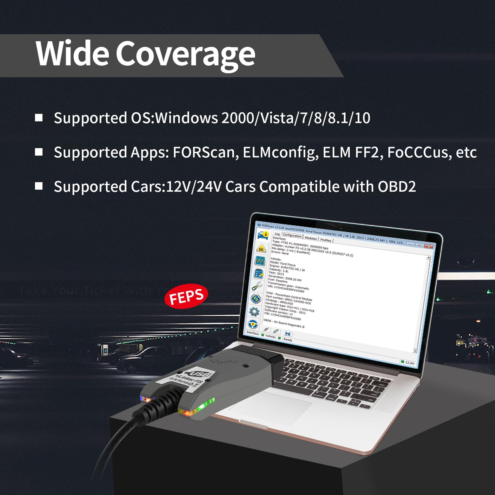 vLinker vLinker FS USB OBD2 Adapter Diagnostic Tool for FORScan HS/MS-CAN Car Auto Switch, ECU Programming & Modification, Hacker-Proof, Unlock Advanced and Hidden Functions 6