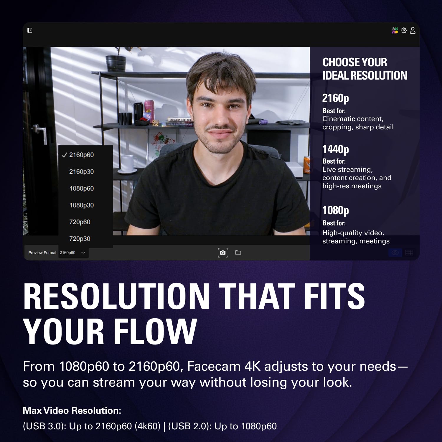 Elgato Facecam 4K - 4K60 Studio Webcam, DSLR-Like Control, Cinematic Effects, 49mm Lens Filters, HDR, Uncompressed Video, Optimized Focus Area | USB-C for PC & Mac 6