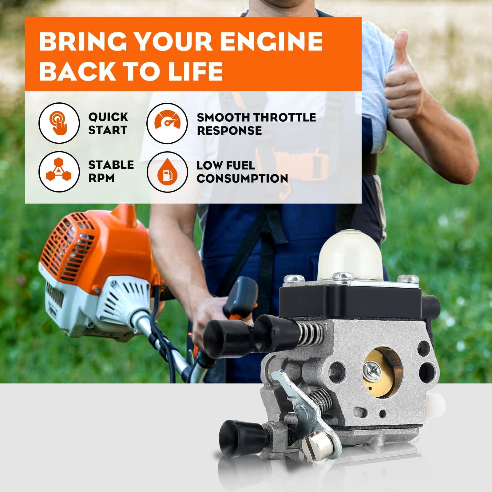 Hipa FS55R Carburetor for STHIL FS55R FS45 FS38 HS45 FS55 KM55R FS46 FS55RC FS 55R HS 45 FS 38 FS 45 FC55 FS45C HL45 FS46C KM55 FS55C FS55T FS45L String Trimmer Weedeater Parts 4