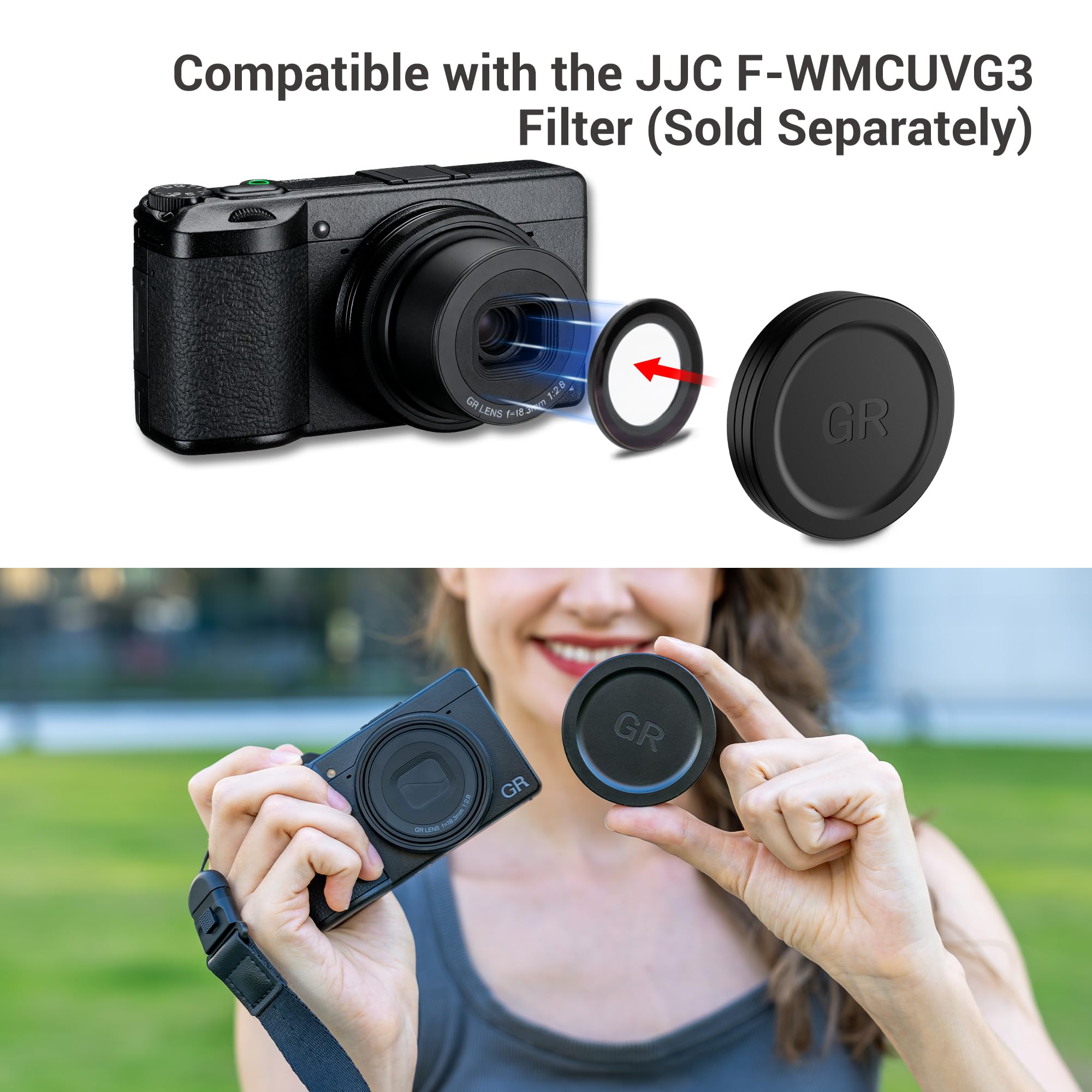 JJC Camera Lens Cap for Ricoh GR IV GRIV GR4 GR IV HDF Monochrome with Soft EVA Interior, Aluminium Durable Lens Protector Cover for GR 4 Digital Camera Accessories, Anti-dust and Scratch-Resistant 6