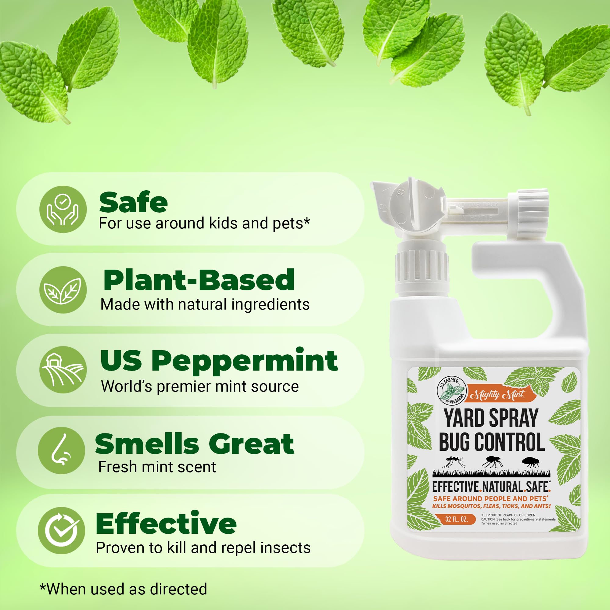 Mighty Mint 32oz Peppermint Bug Control Natural Lawn Yard Spray for Fleas, Ticks, Mosquitos, Ants, and Other Insects - 2 Pack 3