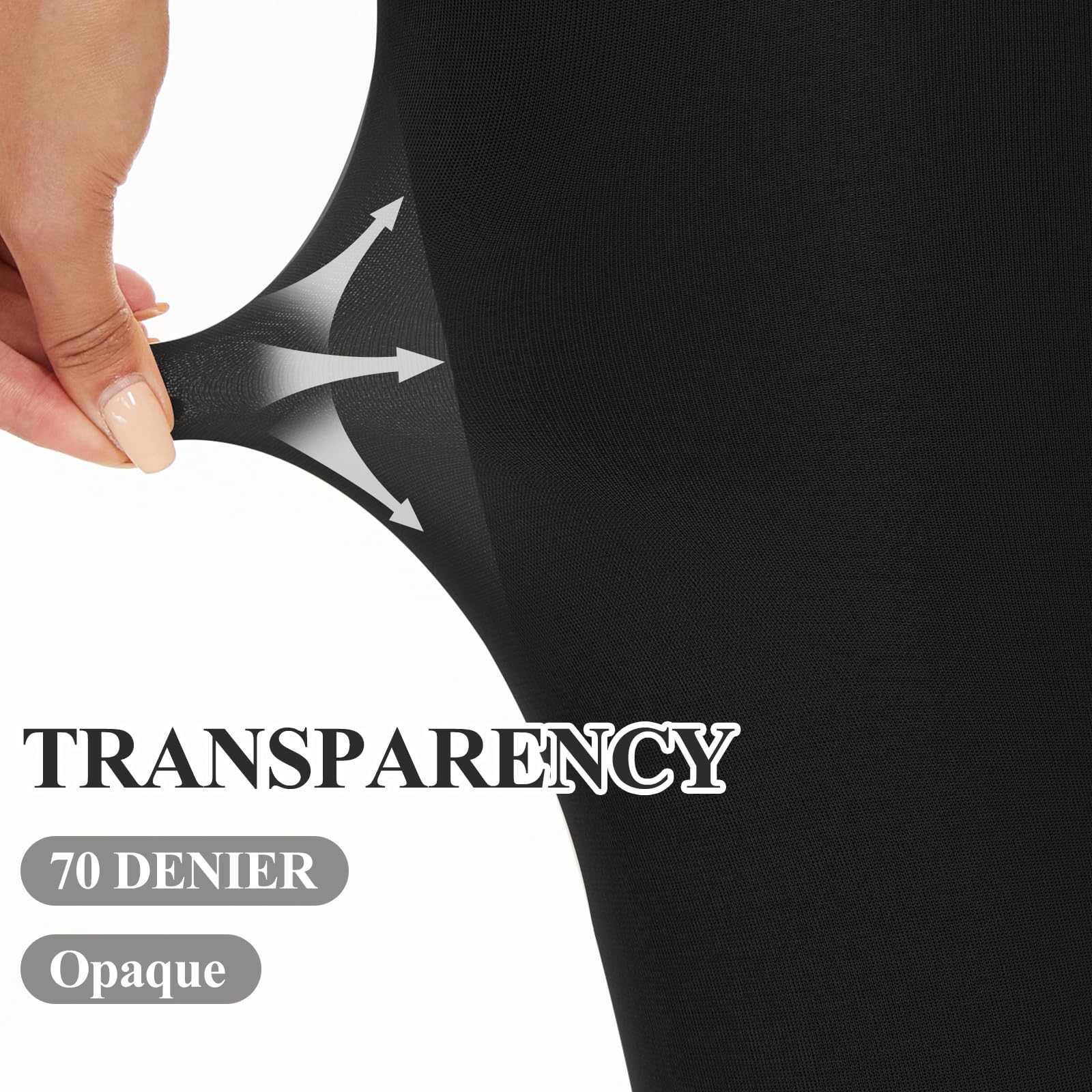 MANZI 2 Pairs Women's Opaque Control Top Tights Comfort Stretch 70 Denier Pantyhose Black Medium 6