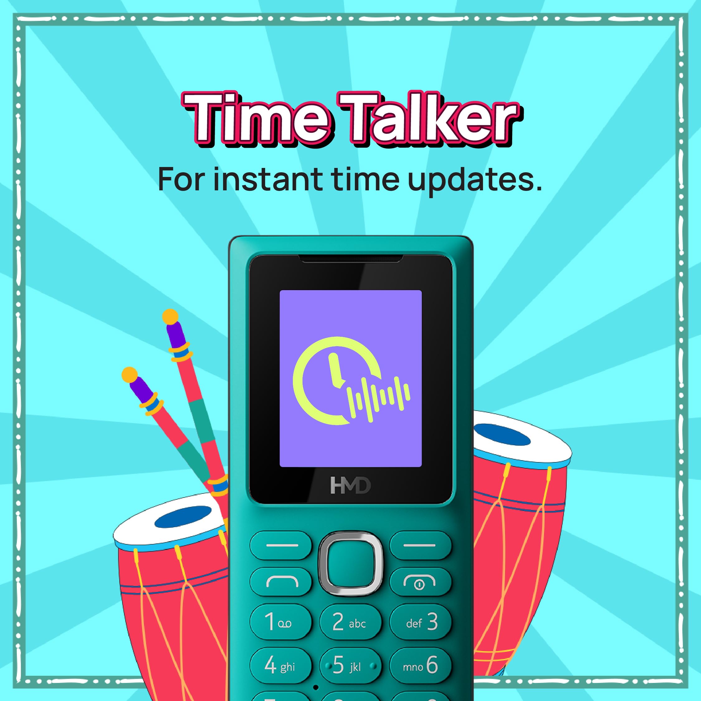 HMD 101 Keypad Mobile Phone |Dual SIM, Long Lasting Battery, Durable Design, Phone Talker, Wireless FM Radio, MP3 Player, MicroSD, 1-Year Replacement Guarantee | Teal 4