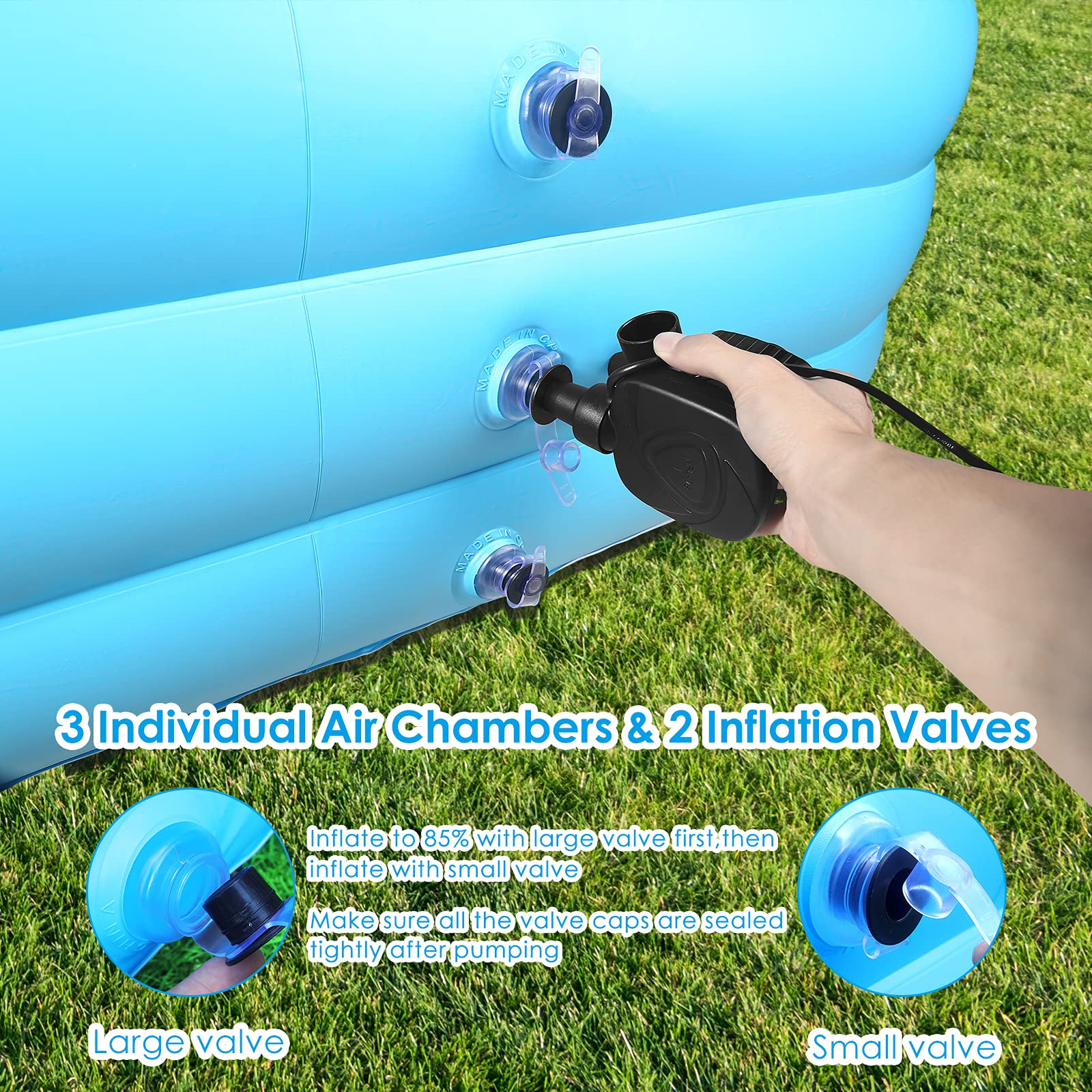 Inflatable Swimming Pool efubaby 120" X 72" X 22" Swimming Pools Blow up Pool Full Sized Inflatable Pools Toddler Pool Family Pool for Adults Kids Age 3 +Pool for Backyard Pools Kiddie Pool Light Blue 6