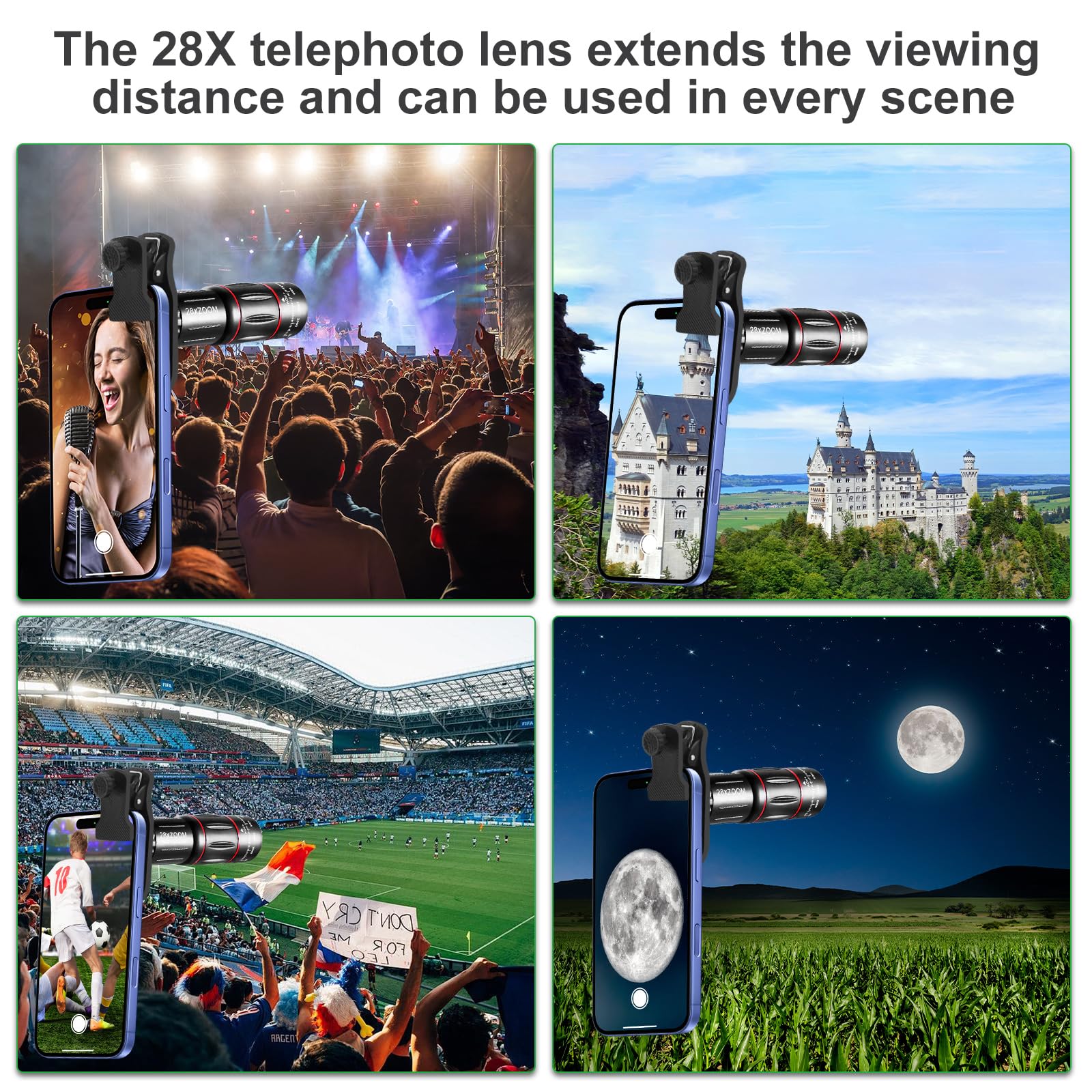 Phone Camera Lens Kit 28X Telephoto Lens for 4